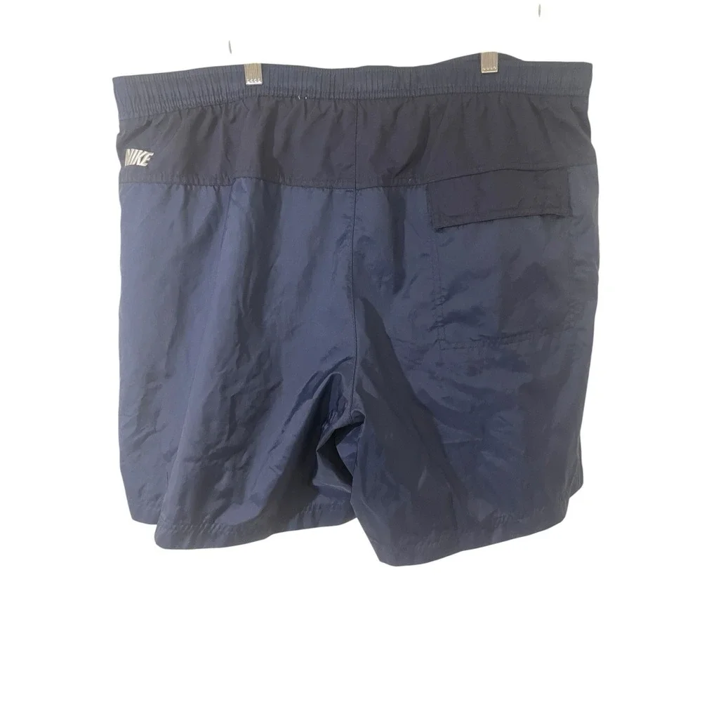 Nike Men's Vintage 90's Navy NIKE Spell Out Mesh Lined Nylon Swim Trunks, XL